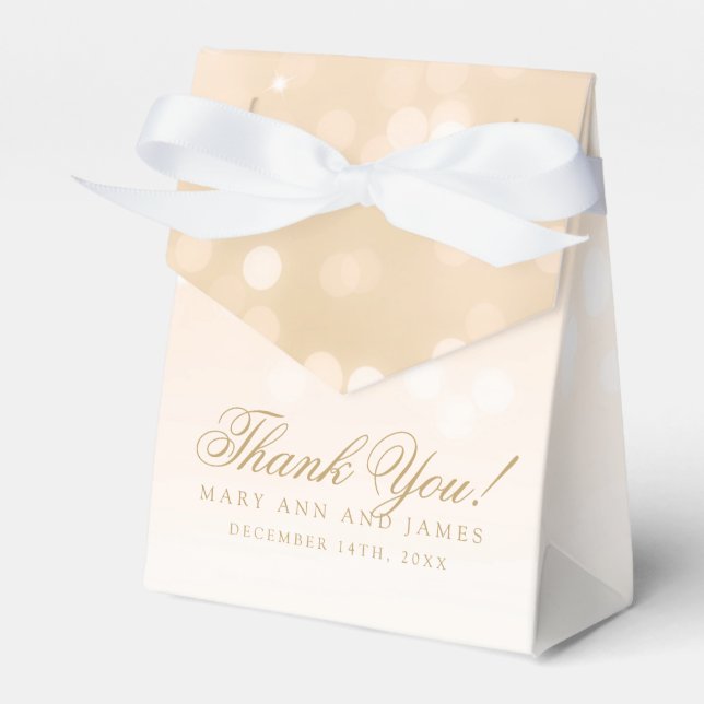 Elegant Wedding Gold Bokeh Sparkle Lights Geschenkschachtel (Vorderseite)