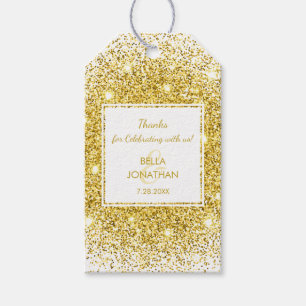 Elegant Wedding Gold Confetti Vielen Dank Geschenkanhänger