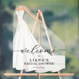 Elegant Wedding Gown Bridal Shower Welcome Acrylschild
