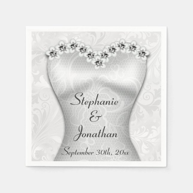 Elegant Wedding Gown Serviettes Serviette (Vorderseite)