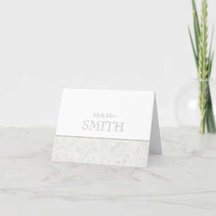 Elegant Wedding Gray White Personalisiert Mr & Mrs Dankeskarte