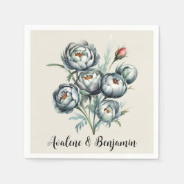 Elegant Wedding Green und Gray Bouquet Serviette