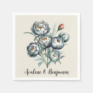Elegant Wedding Green und Gray Bouquet Serviette