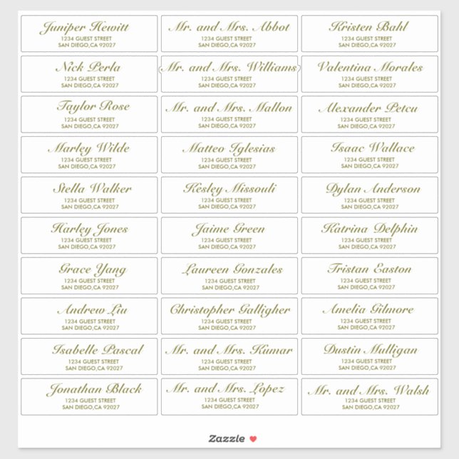 Elegant Wedding Guest Address Labels (Blatt)