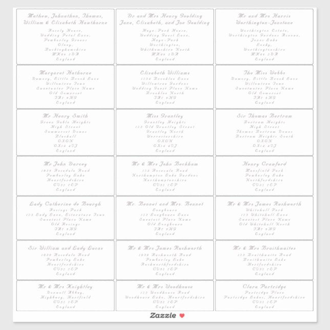 Elegant Wedding Guest Long Address Labels (Blatt)