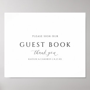 Elegant Wedding Guestbook Elegantes Calligrafy Sig Poster