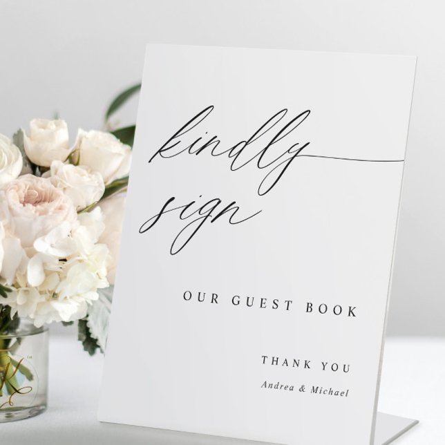 Elegant Wedding Guestbook Sign Modern Calligraphy Sockelschild (Von Creator hochgeladen)