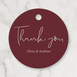 Elegant Wedding Hand Drawn Burgundy Vielen Dank Geschenkanhänger