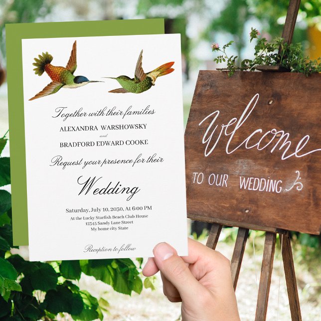 Elegant Wedding Hummingbird Einladung Grn (Von Creator hochgeladen)