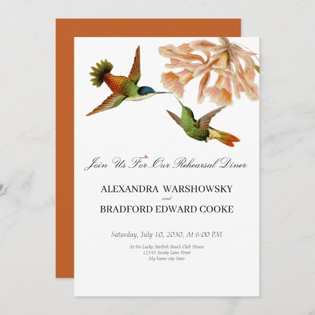 Elegant Wedding Hummingbird Terracotta (Vorne/Hinten)