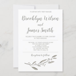 Elegant Wedding Invitation Calligraphy Floral Gray Einladung