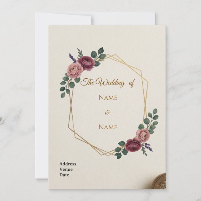 Elegant Wedding Invitation Card Einladung (Vorderseite)