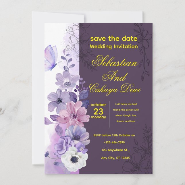 Elegant Wedding Invitation – Classic & Romantic Ce Einladung (Vorderseite)
