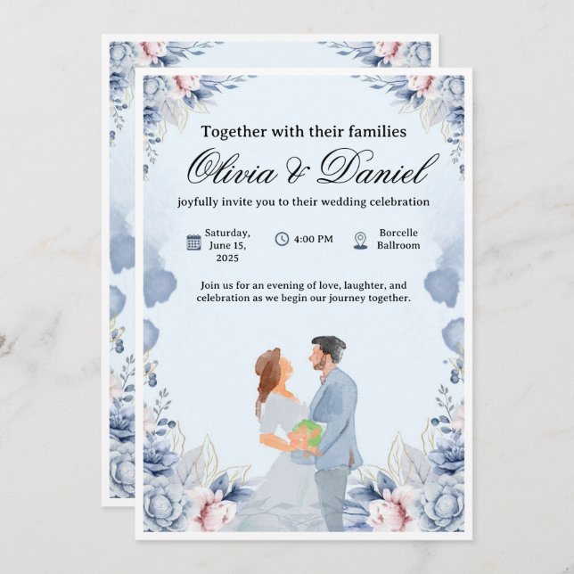 Elegant Wedding Invitation – Customizable & Modern Einladung (Vorne/Hinten)