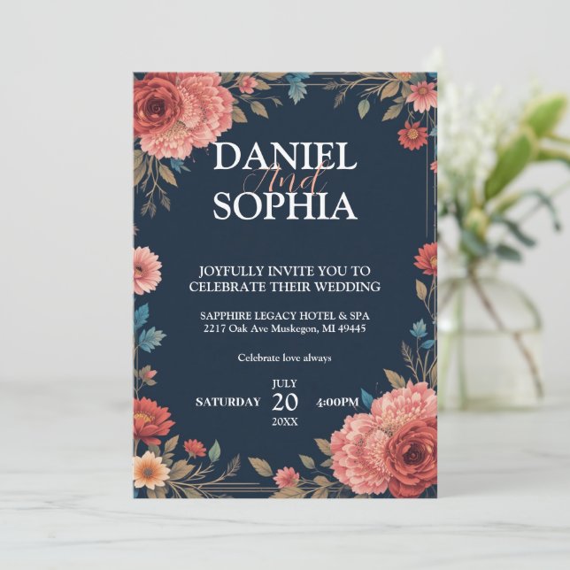 Elegant Wedding Invitation Designs - Celebrate Lov Einladung (Stehend Vorderseite)