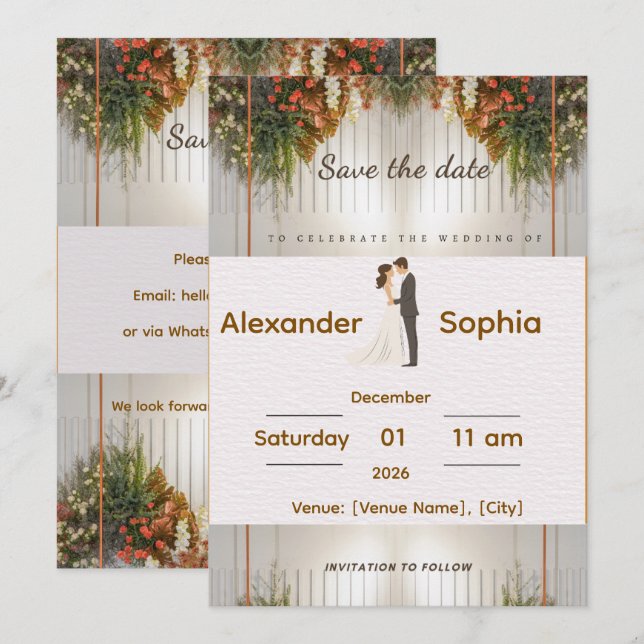 Elegant Wedding Invitation | Editable Names, Date  Einladung (Vorne/Hinten)