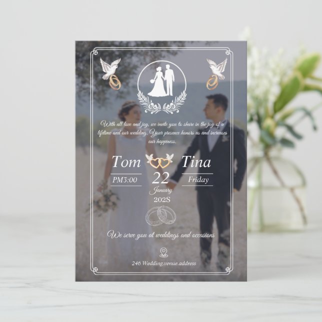 Elegant wedding invitation with new design einladung (Stehend Vorderseite)