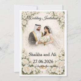 Elegant Wedding Invitation with White Flowers and Einladung