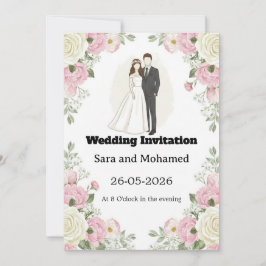 Elegant Wedding Invitation with White Roses & Car Einladung