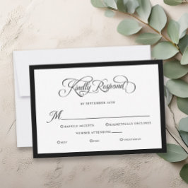 Elegant Wedding Kindly Respond Calligraphy RSVP Karte