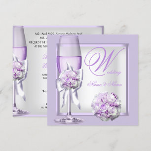 Elegant Wedding Lavender Lila Lilac Champagne 3 Einladung