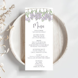 Elegant Wedding Lilac Floral Script Menükarte