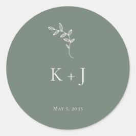 Elegant Wedding Minimal Sage Green Envelope Seal Runder Aufkleber
