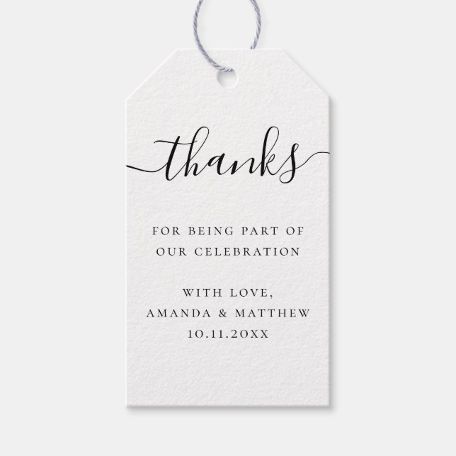 Elegant Wedding | Minimal Script Thank You Favor Geschenkanhänger (Vorderseite)