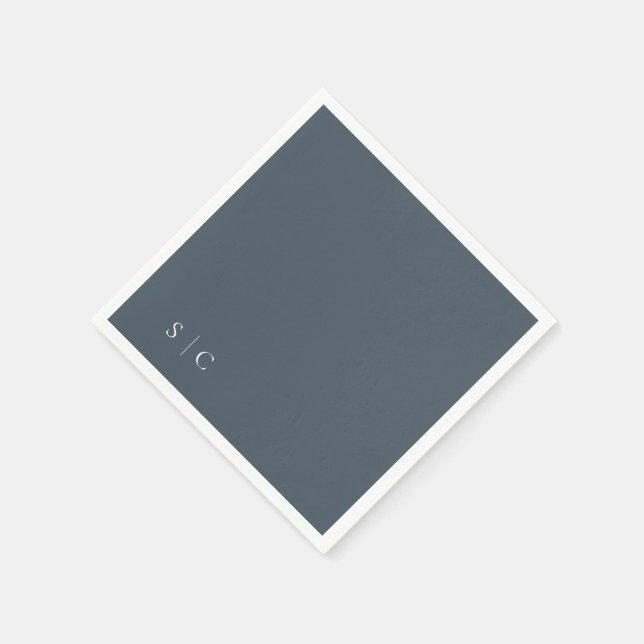 Elegant Wedding Mit Monogramm Mute Blue Serviette (Ecke)