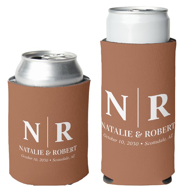 Elegant Wedding Monogram Bride Groom Initials Dosenkühler (Von Creator hochgeladen)