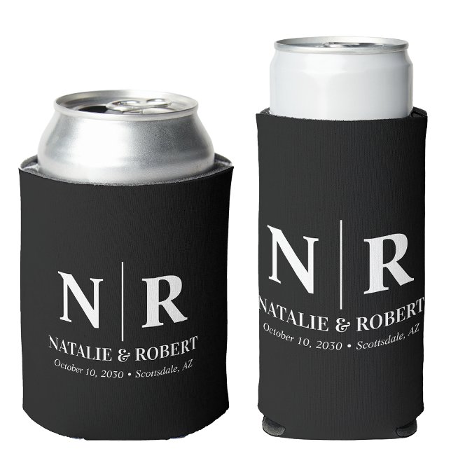 Elegant Wedding Monogram Bride Groom Initials Dosenkühler (Von Creator hochgeladen)