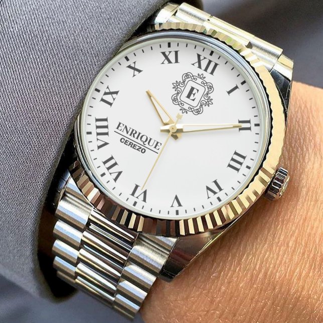 Elegant Wedding Monogram Custom Gift  Armbanduhr (Von Creator hochgeladen)