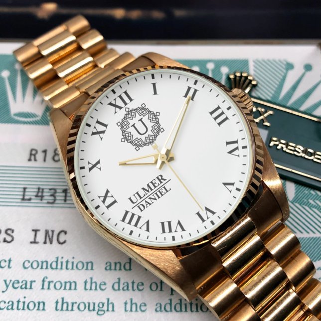 Elegant Wedding Monogram Custom Gift for Couples Armbanduhr (Von Creator hochgeladen)