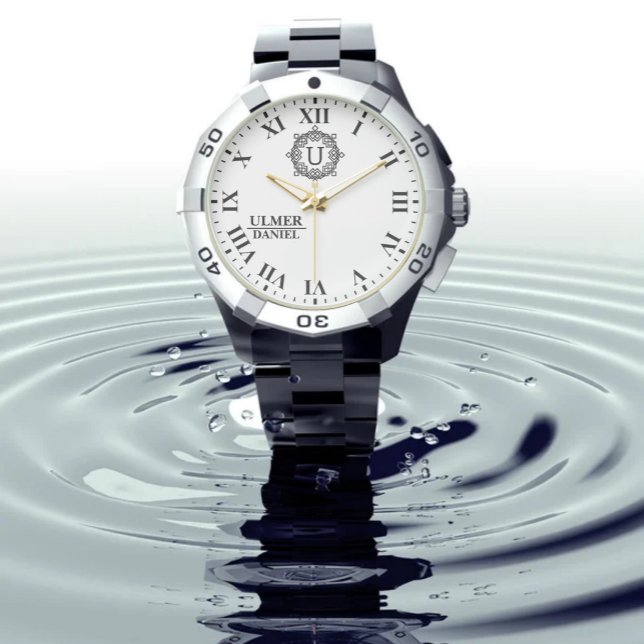 Elegant Wedding Monogram Custom Gift for Couples Armbanduhr (Von Creator hochgeladen)