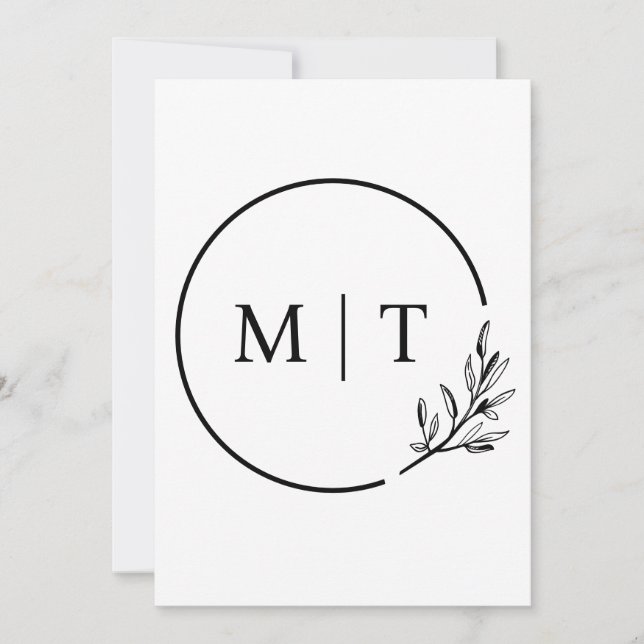 Elegant Wedding Monogram Greenerity Blätter Einladung (Vorderseite)