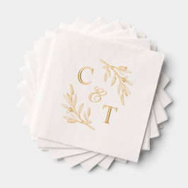 Elegant Wedding Monogram Greenerity Blätter Servietten Mit Folie