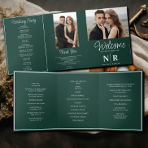 Elegant Wedding Monogram Tri-Fold Wedding Program