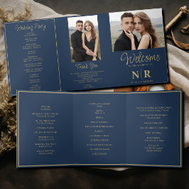 Elegant Wedding Monogram Tri-Fold Wedding Program Dreifach Gefaltete Urlaubskarte