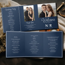 Elegant Wedding Monogram Tri-Fold Wedding Program
