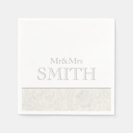 Elegant Wedding Mr. & Mrs. NAME grau weiß Serviette