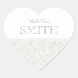 Elegant Wedding Mr. & Mrs. Personalisiert Heart Na Herz-Aufkleber