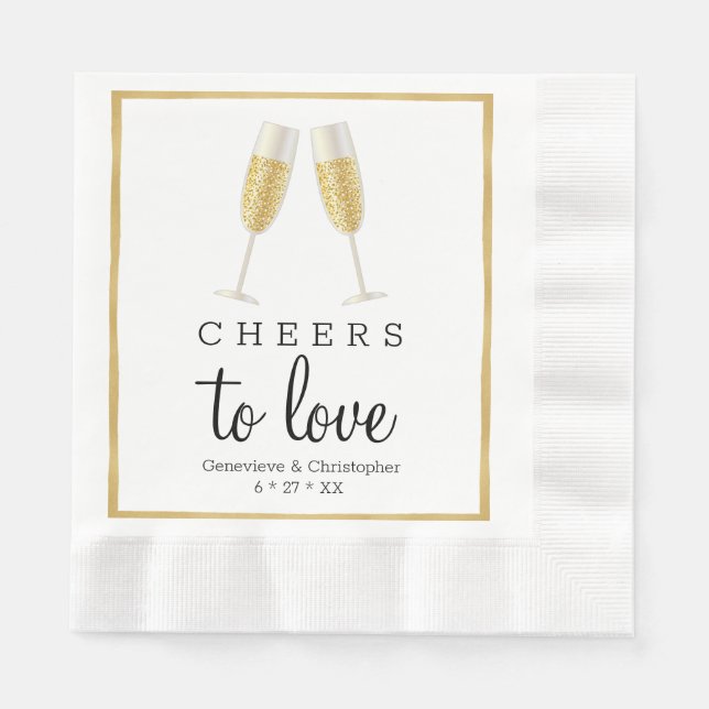 Elegant Wedding Napkin | Goldlasten für Liebe Serviette (Vorderseite)