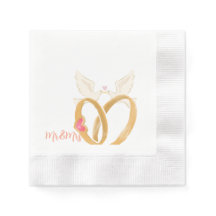 Elegant Wedding Napkin mit Rings and Doves - "Mr.