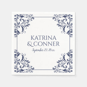 Elegant Wedding Napkins   Nadine (Navy Blue) 2 Serviette