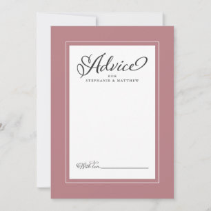 Elegant Wedding Newlywed Wish Dusty Rose Border Hinweiskarte