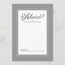 Elegant Wedding Newlywed Wish Gray Border Hinweiskarte
