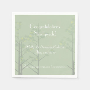 Elegant Wedding Newlyweds Grüne Treppe Kunst Serviette