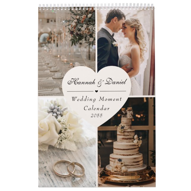 Elegant  Wedding Newlyweds Photo Collage 2026 Kalender (Titelbild)
