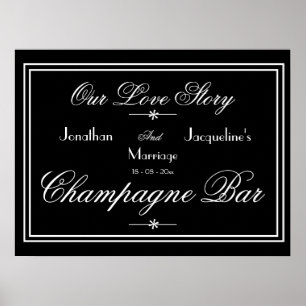 Elegant Wedding Open Bar Champagne Bar Sign Poster