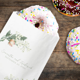 Elegant Wedding Peach floral Green Geschenktütchen